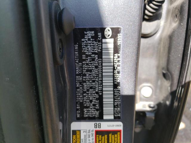 4T1B21FBXKU006493 - 2019 TOYOTA AVALON XLE GRAY photo 10