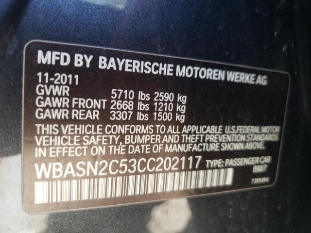 WBASN2C53CC202117 - 2012 BMW 535 IGT CHARCOAL photo 10