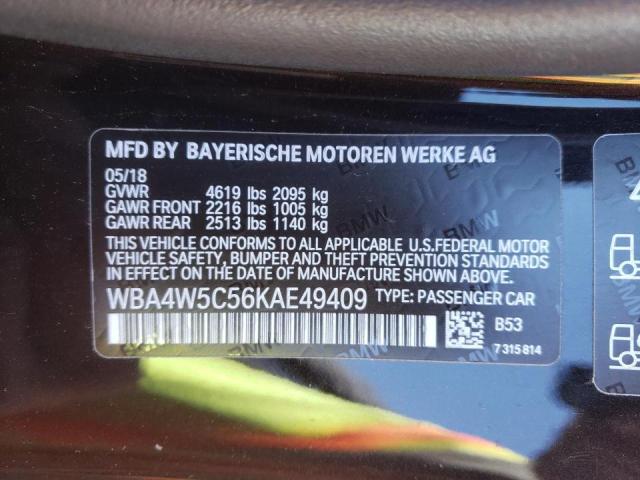 WBA4W5C56KAE49409 - 2019 BMW 430XI MAROON photo 10