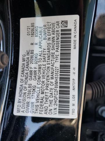2HGFC2F89MH535227 - 2021 HONDA CIVIC SPOR BLACK photo 10