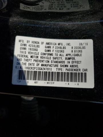 1HGCR2F33GA247910 - 2016 HONDA ACCORD LX  photo 10