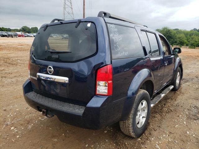 5N1AR18U28C634682 - 2008 NISSAN PATHFINDER BLUE photo 4