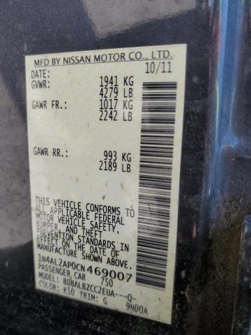 1N4AL2AP0CN469007 - 2012 NISSAN ALTIMA BAS CHARCOAL photo 10