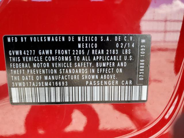 3VWD17AJ9EM416693 - 2014 VOLKSWAGEN JETTA RED photo 10