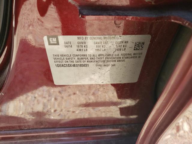 1G6AC5SX4E0185831 - 2014 CADILLAC ATS PERFOR MAROON photo 10