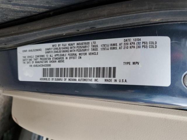 4S4BL84C354220330 - 2005 SUBARU OUTBACK BLUE photo 10