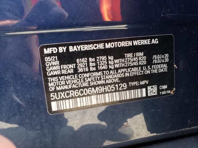 5UXCR6C06M9H05129 - 2021 BMW X5 XDRIVE4 Mavi fotoğraf 10