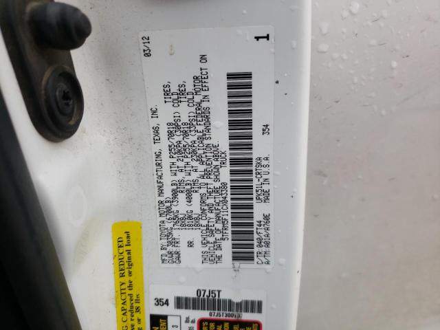 5TFRM5F11CX043380 - 2012 TOYOTA TUNDRA DOU WHITE photo 10