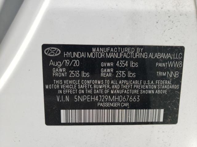 5NPEH4J29MH067663 - 2021 HYUNDAI SONATA LIM WHITE photo 10