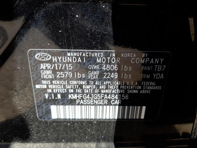 KMHFG4JG5FA484156 - 2015 HYUNDAI AZERA BLACK photo 10