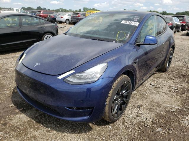 7SAYGDEE5NF386016 - 2022 TESLA MODEL Y أزرق صورة 2