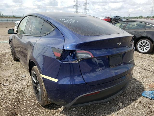 7SAYGDEE5NF386016 - 2022 TESLA MODEL Y أزرق صورة 3