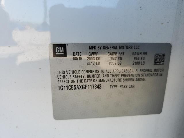 1G11C5SAXGF117843 - 2016 CHEVROLET MALIBU LIM 白色 照片 10