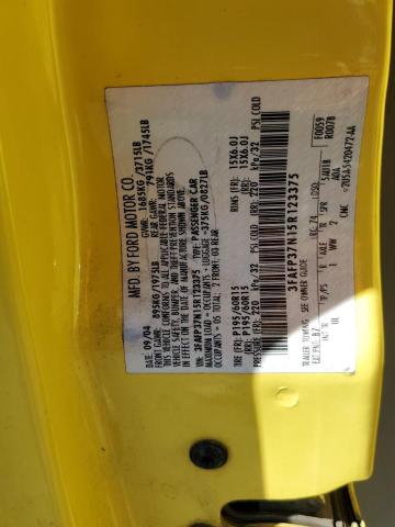 3FAFP37N15R123375 - 2005 FORD FOCUS ZX5 YELLOW photo 10