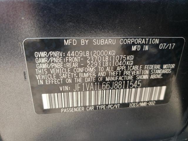 JF1VA1L66J8811545 - 2018 SUBARU WRX LIMITE GRAY photo 10