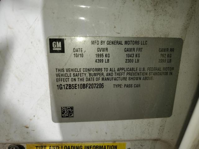 1G1ZB5E10BF207206 - 2011 CHEVROLET MALIBU LS WHITE photo 10