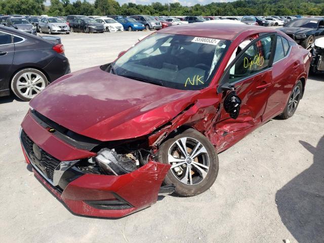 3N1AB8CV9NY214411 - 2022 NISSAN SENTRA SV RED photo 2