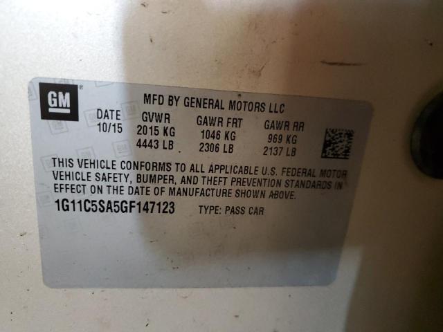 1G11C5SA5GF147123 - 2016 CHEVROLET MALIBU LIM GOLD photo 10