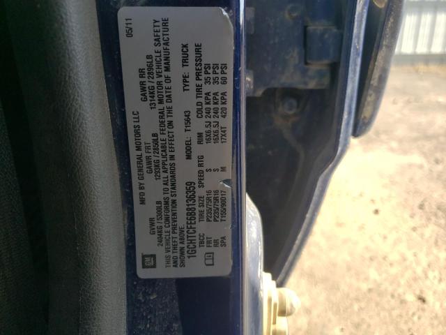 1GCHTCFE6B8136359 - 2011 CHEVROLET COLORADO L BLUE photo 10