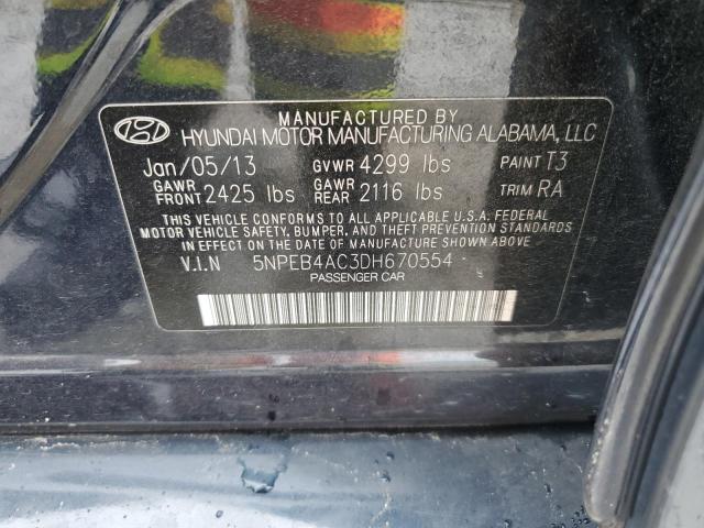 5NPEB4AC3DH670554 - 2013 HYUNDAI SONATA GLS BLUE photo 10