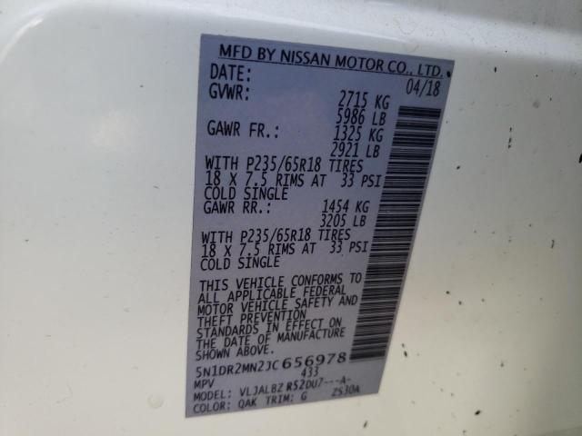 5N1DR2MN2JC656978 - 2018 NISSAN PATHFINDER S  ფოტო 10