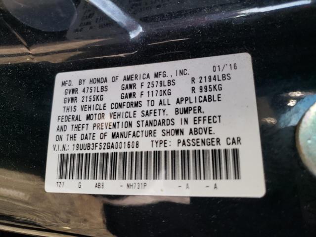 19UUB3F52GA001608 - 2016 ACURA TLX TECH BLACK photo 10