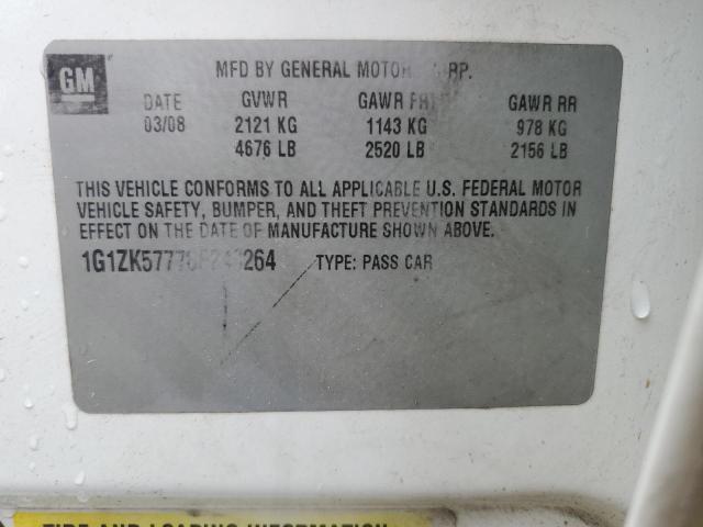 1G1ZK57778F248264 - 2008 CHEVROLET MALIBU LTZ თეთრი ფოტო 10