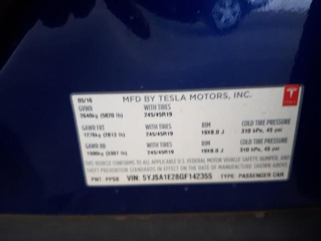 5YJSA1E28GF142355 - 2016 TESLA MODEL S Mavi foto 10