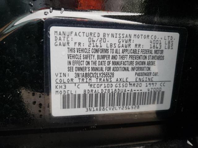 3N1AB8CV2LY256528 - 2020 NISSAN SENTRA SV BLACK photo 10