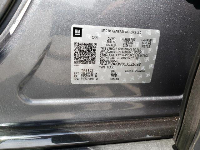 5GAEVAKW8LJ221098 - 2020 BUICK ENCLAVE ES GRAY photo 10