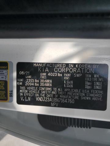 KNDJ23AU8N7164760 - 2022 KIA SOUL LX WHITE photo 10