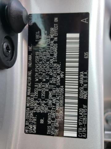 5TDDK3EH9BS070964 - 2011 TOYOTA HIGHLANDER SILVER photo 10