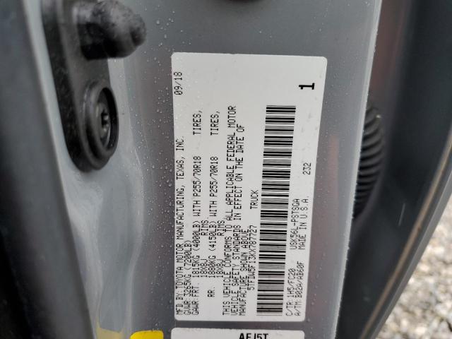 5TFDW5F13KX787727 - 2019 TOYOTA TUNDRA CRE GRAY photo 10