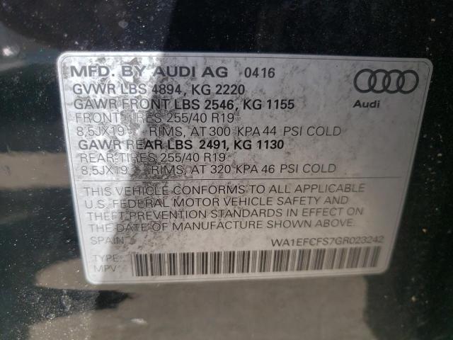 WA1EFCFS7GR023242 - 2016 AUDI Q3 PREMIUM BLACK photo 10