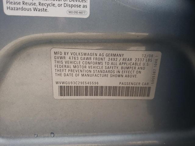 WVWGU93C29E545596 - 2009 VOLKSWAGEN CC VR6 4MO GRAY photo 10