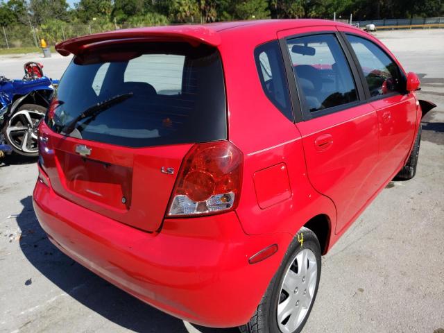 KL1TD66677B695034 - 2007 CHEVROLET AVEO BASE RED photo 4