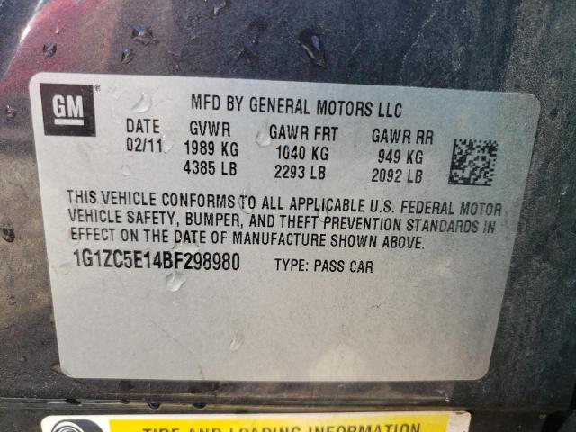 1G1ZC5E14BF298980 - 2011 CHEVROLET MALIBU 1LT 灰色 照片 10