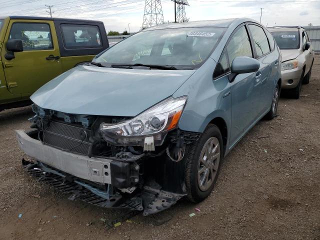 JTDZN3EU4FJ039473 - 2015 TOYOTA PRIUS V BLUE photo 2