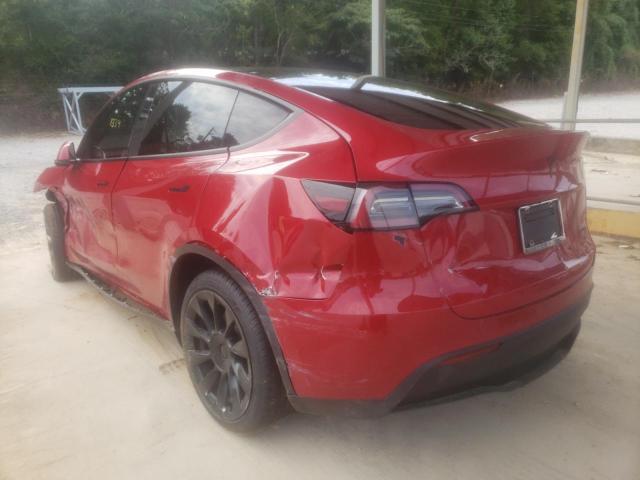 7SAYGDEEXNF454438 - 2022 TESLA MODEL Y RED photo 3