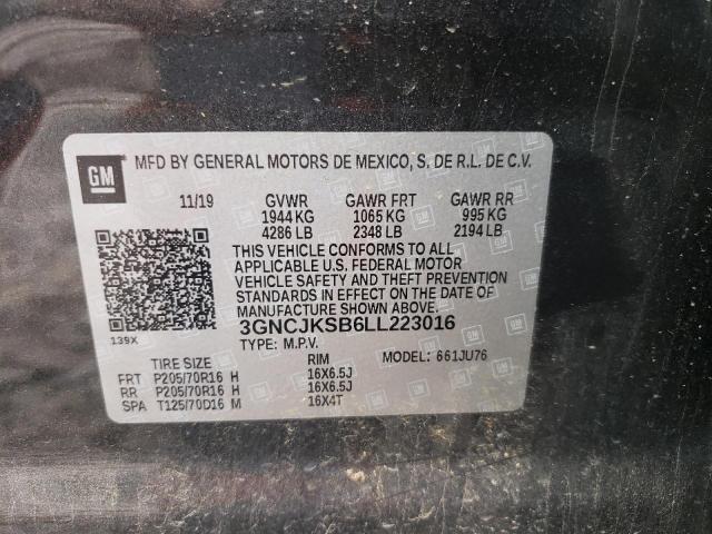 3GNCJKSB6LL223016 - 2020 CHEVROLET TRAX LS GRAY photo 10