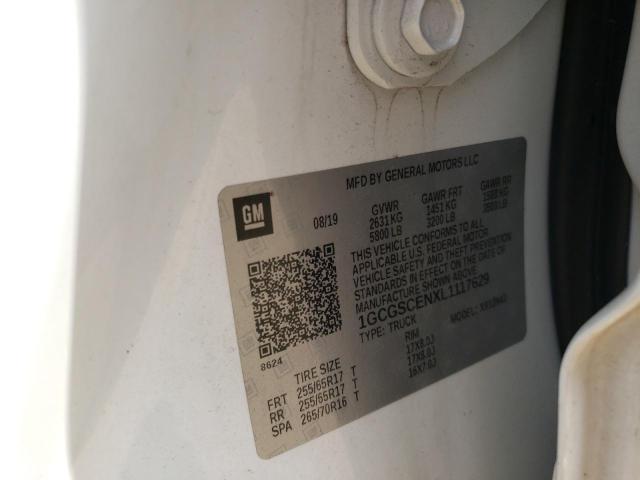 1GCGSCENXL1117629 - 2020 CHEVROLET COLORADO L WHITE photo 10