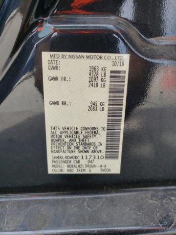 1N4BL4DV0KC117310 - 2019 NISSAN ALTIMA SV GRAY photo 10