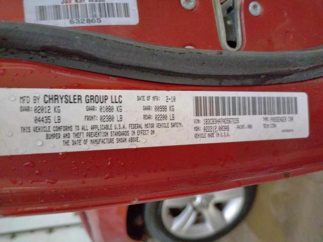 1B3CB3HA7AD567226 - 2010 DODGE CALIBER MA RED photo 10