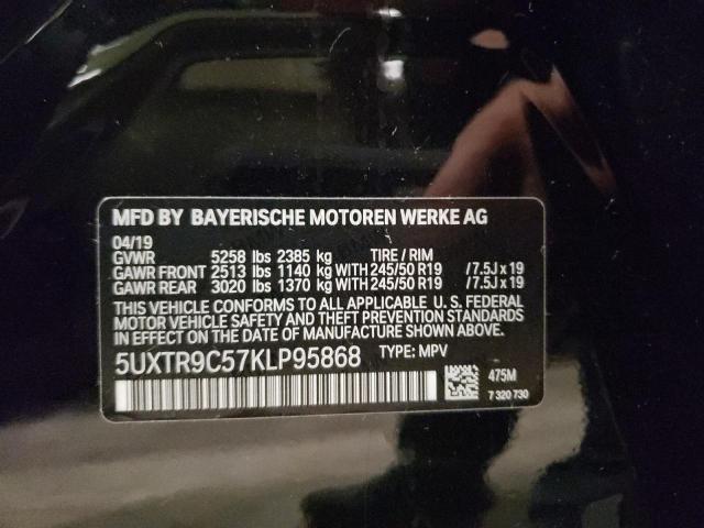 5UXTR9C57KLP95868 - 2019 BMW X3 XDRIVE3 BLACK photo 10