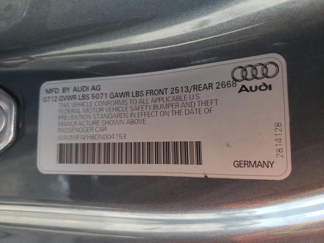 WAUWFAFH8DN004153 - 2013 AUDI A5 PRESTIG GRAY photo 10