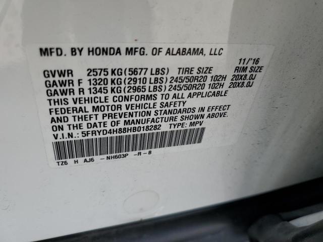 5FRYD4H88HB018282 - 2017 ACURA MDX ADVANC WHITE photo 10