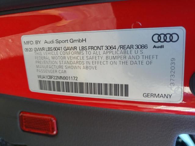 WUA1CBF22MN901172 - 2021 AUDI RS6 RED photo 10