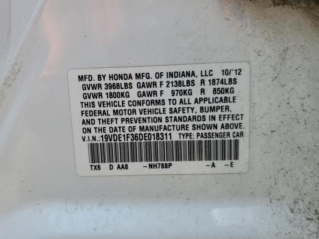 19VDE1F36DE018311 - 2013 ACURA ILX WHITE photo 10