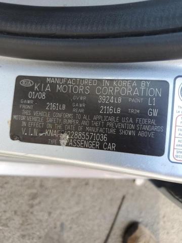 KNAFE122885571036 - 2008 KIA SPECTRA BLUE photo 10