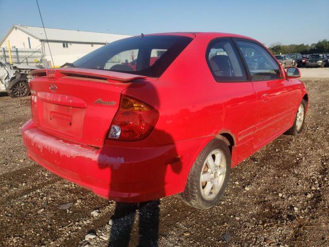 KMHCG35C75U359631 - 2005 HYUNDAI ACCENT GS RED photo 4